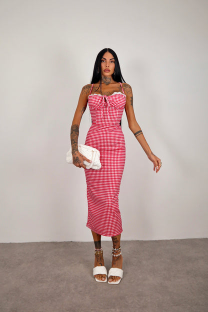 Abito tartan Madeline - Rosso