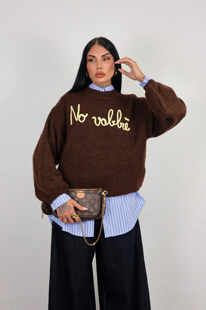 Maglione “No vabbè” - Marrone