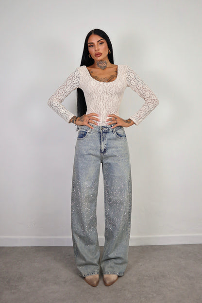 Jeans wide leg Brillo - Denim freddo