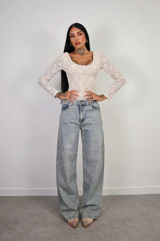 Jeans wide leg Brillo - Denim freddo