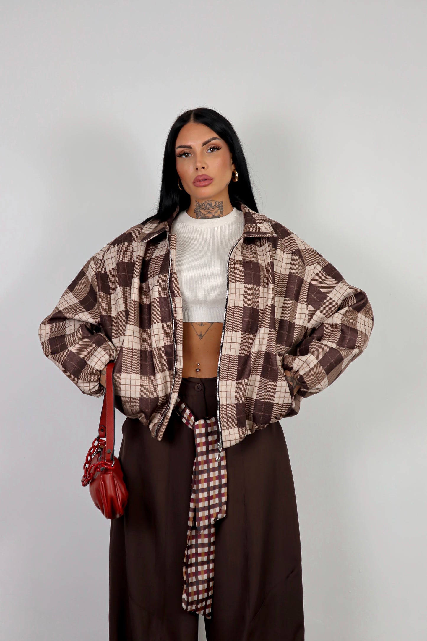 Bomber Tartan - Marrone