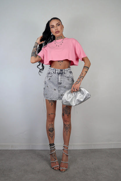 T-Shirt Over Crop - Rosa
