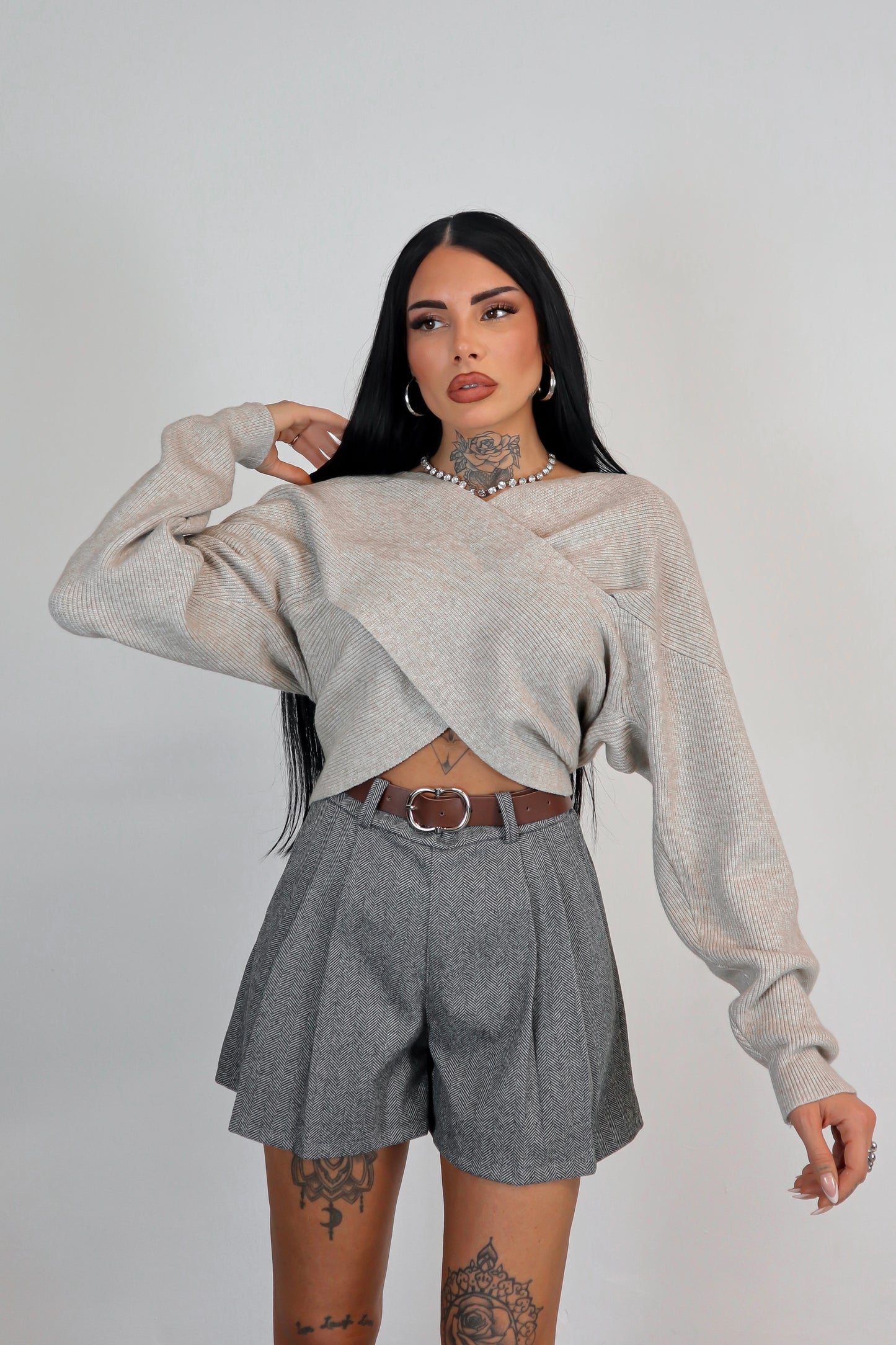 Maglione Incrocio - Tortora