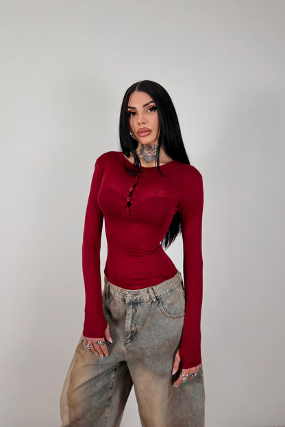 Maglia velata guantino Micole - Bordeaux