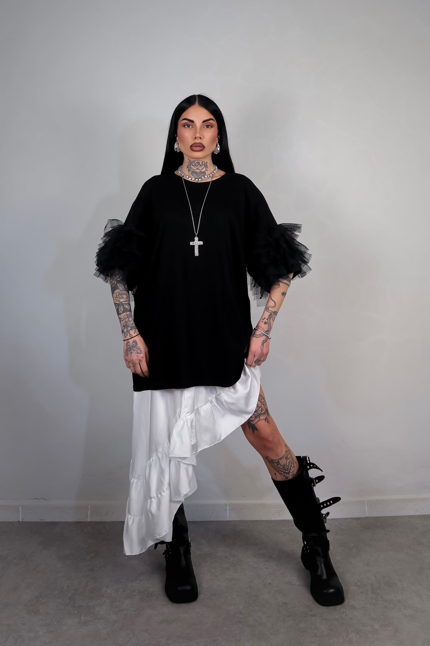 T-Shirt Oversize Fluffy - Nero