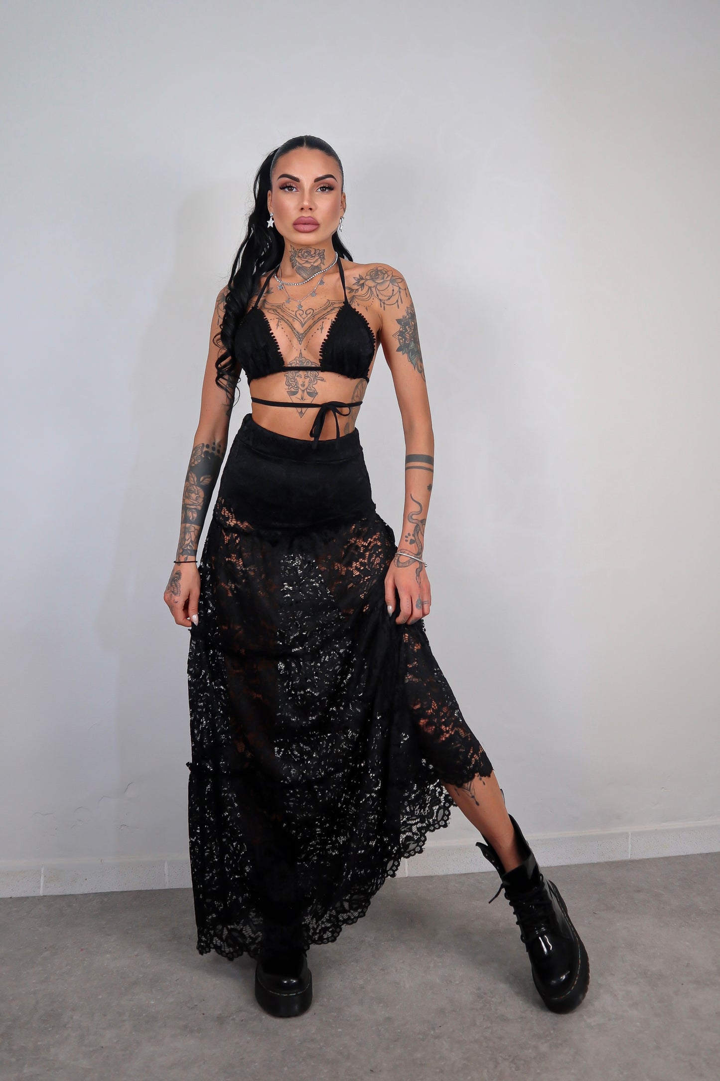 Completo pizzo Ibiza - Nero