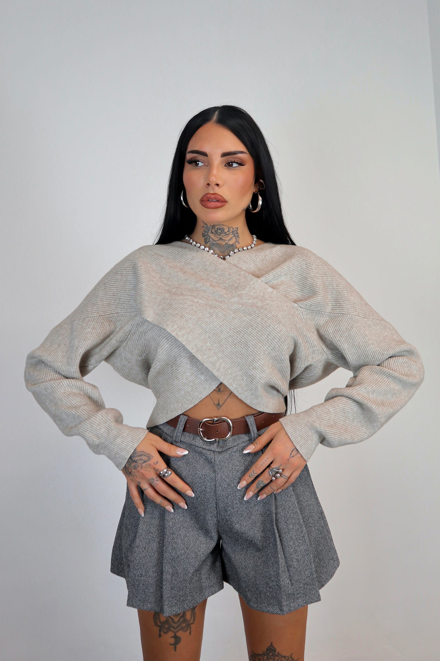 Maglione Incrocio - Tortora