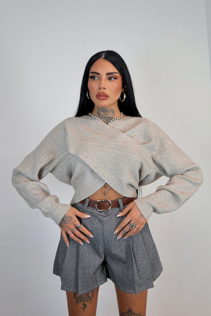 Maglione Incrocio - Tortora