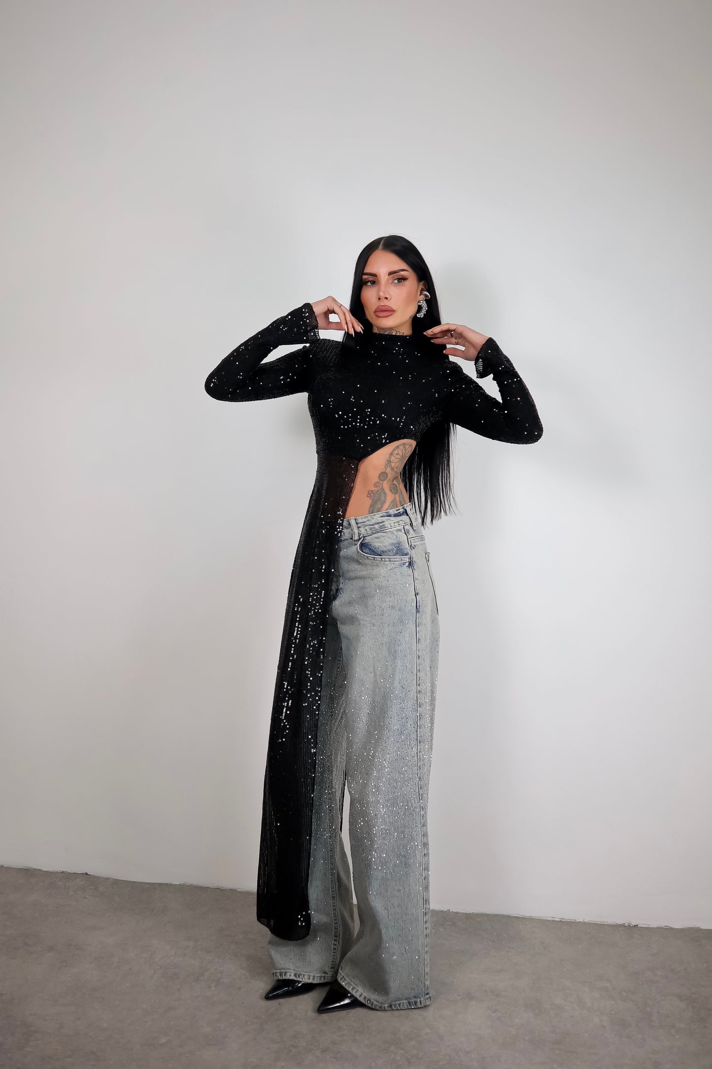 Maglia Paillettes Wow - Nero