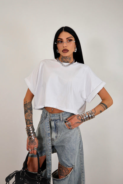 T-shirt crop Donut - Bianco