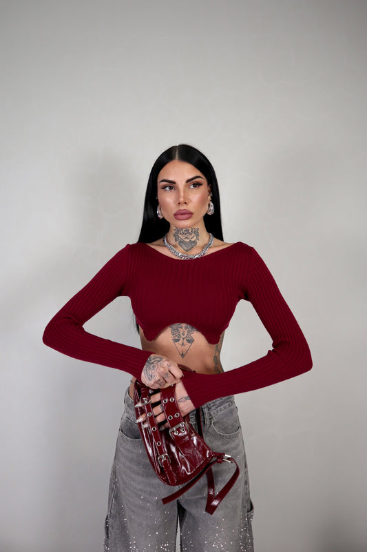 Maglia Crop Wave - Bordeaux