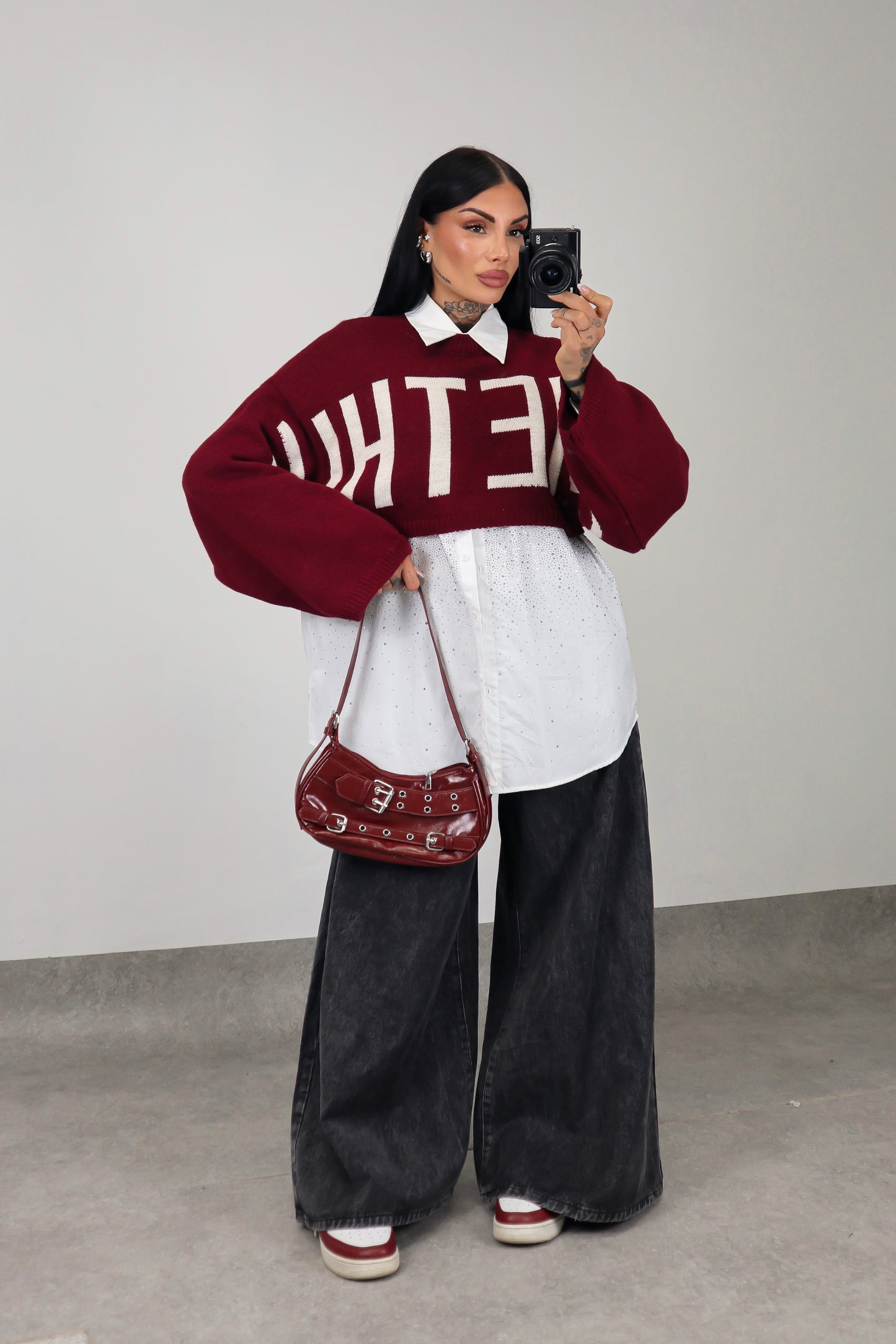 Maglia crop Something - Bordeaux