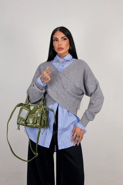 Maglione Incrocio - Grigio