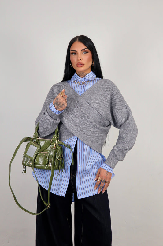 Maglione Incrocio - Grigio