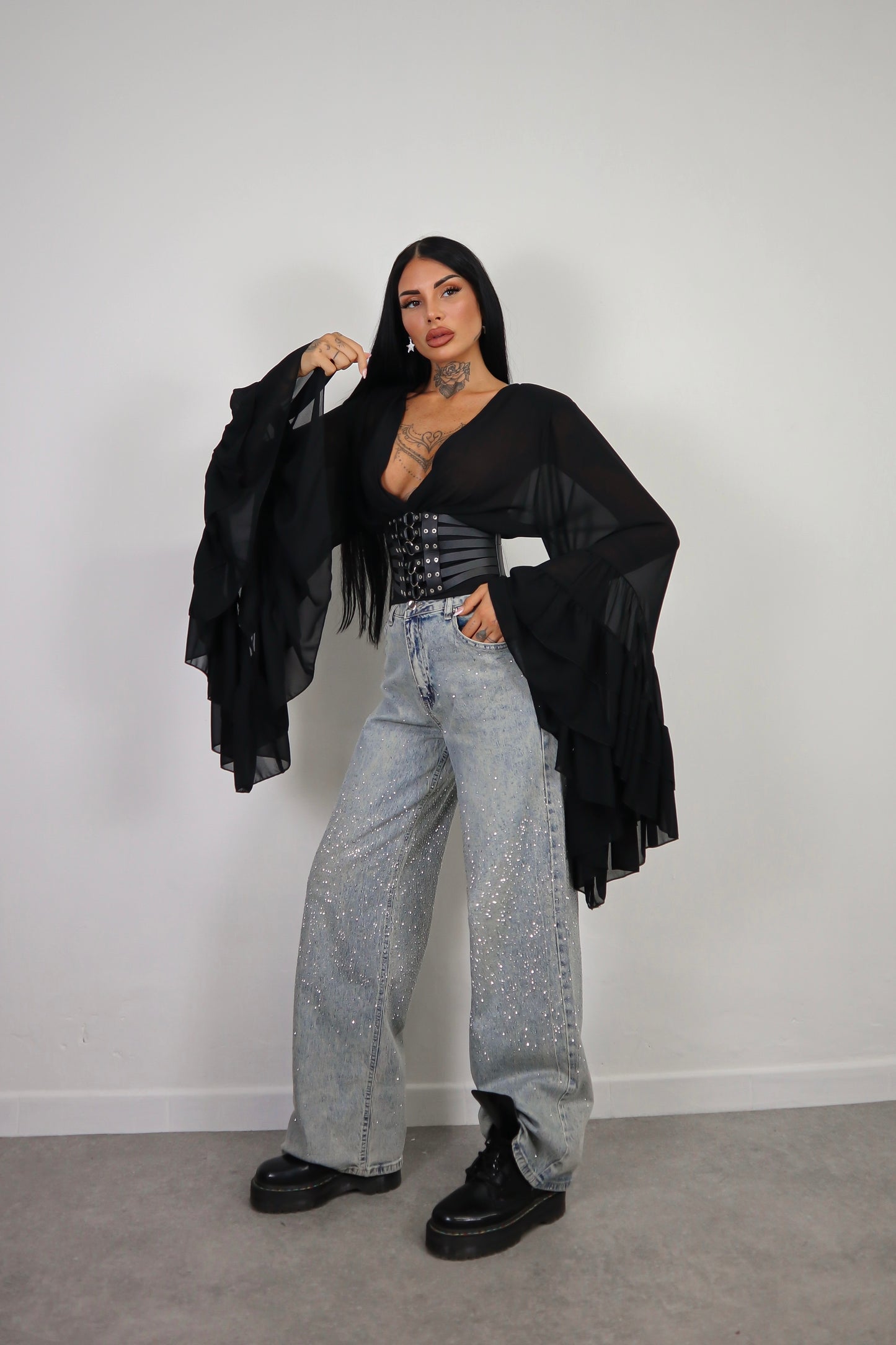 Blusa Morticia - Nero