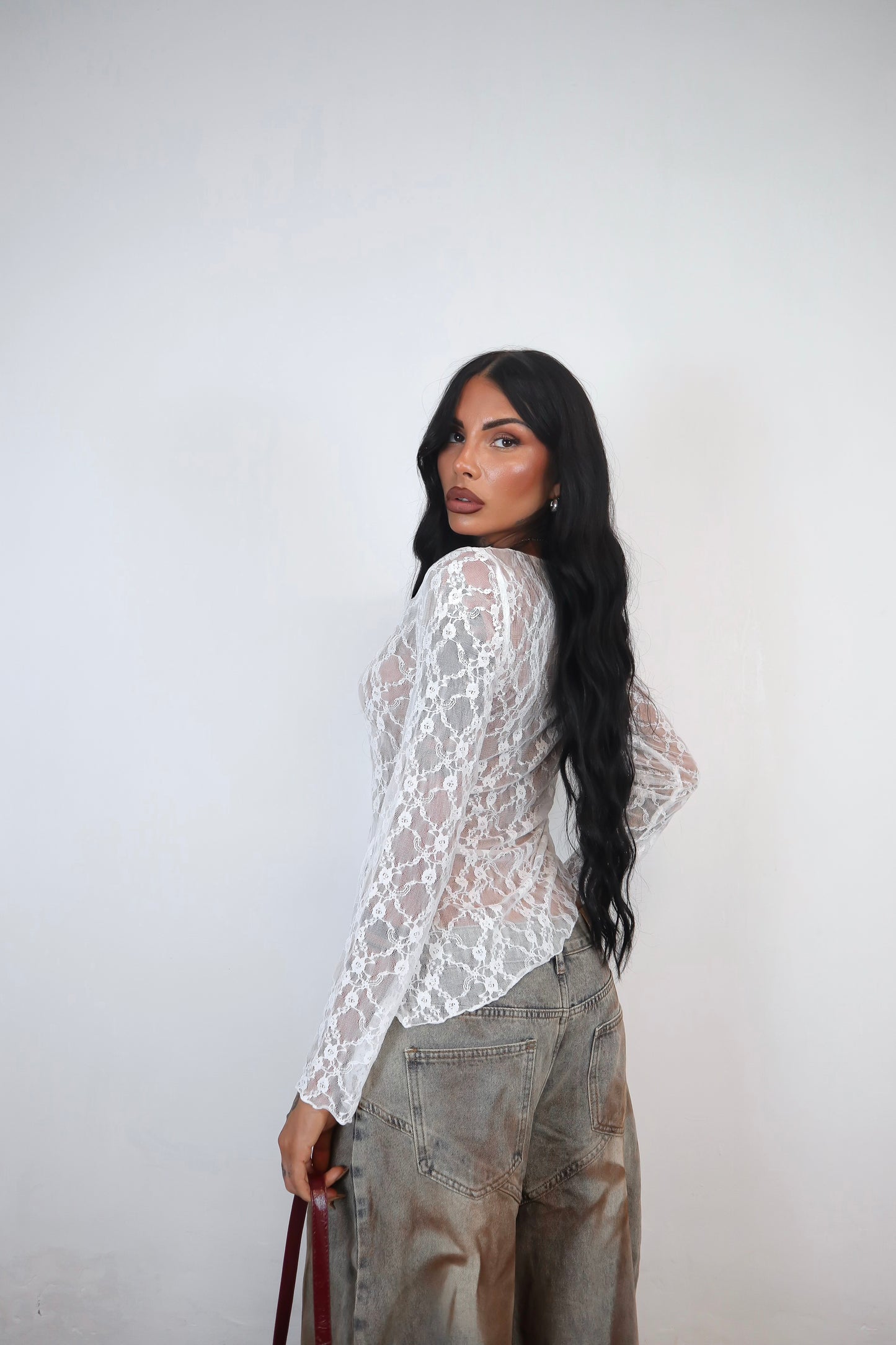 Maglia pizzo Amelie - Bianco