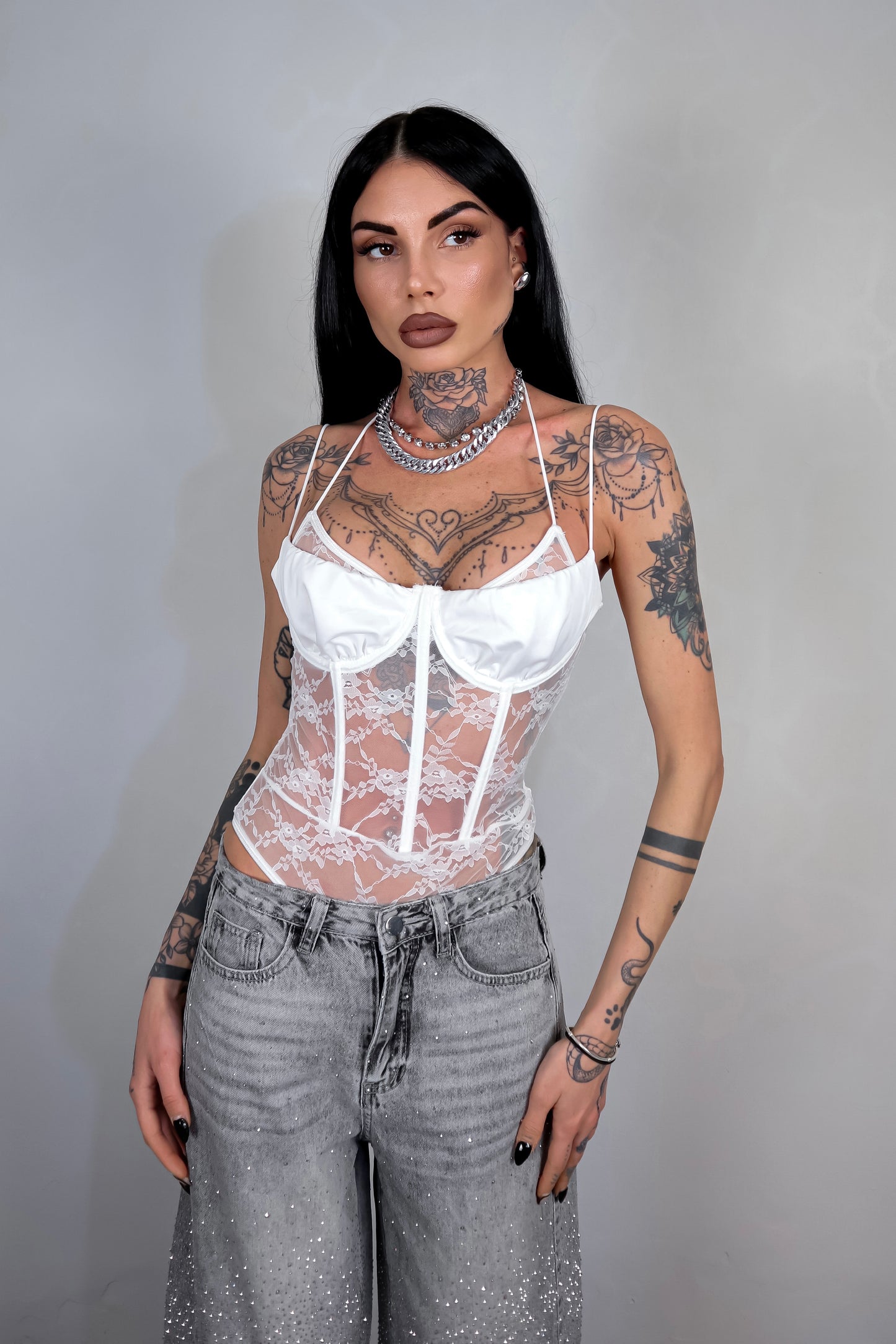 Body pizzo Odette - Bianco