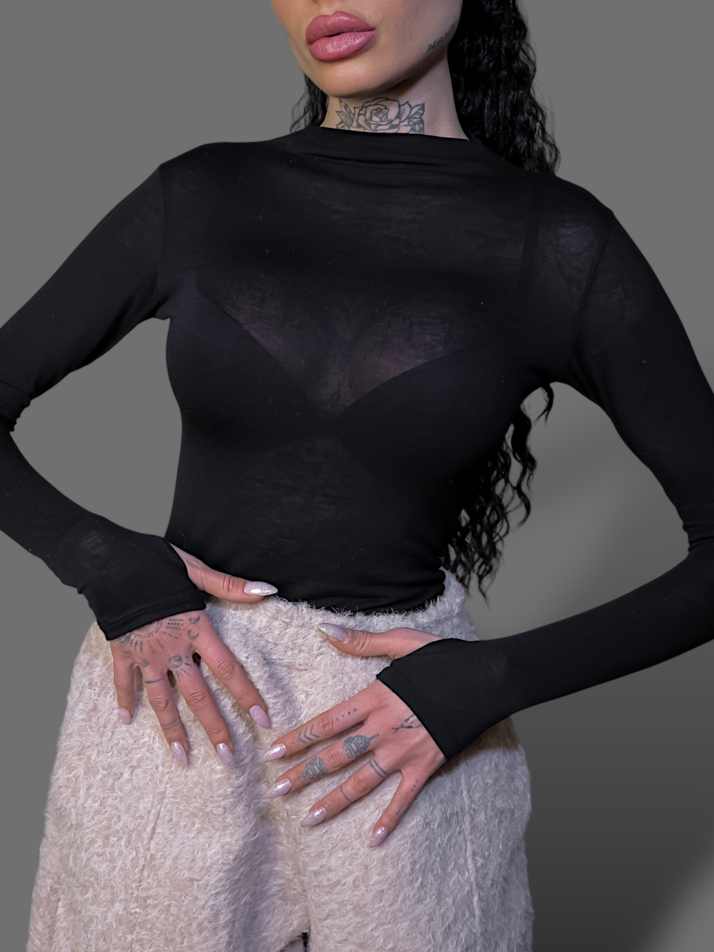 Body Velato Guantino - Nero