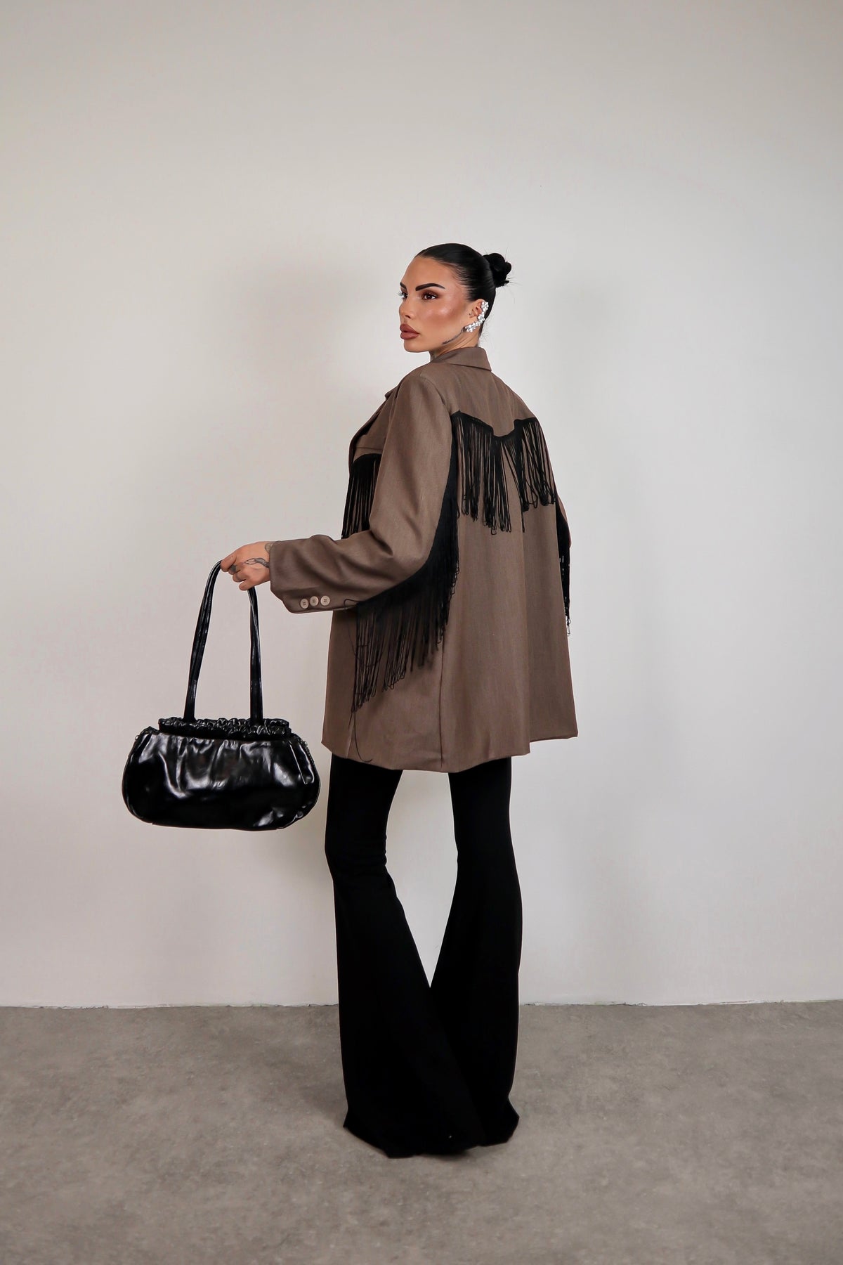 Blazer over Frange - Marrone