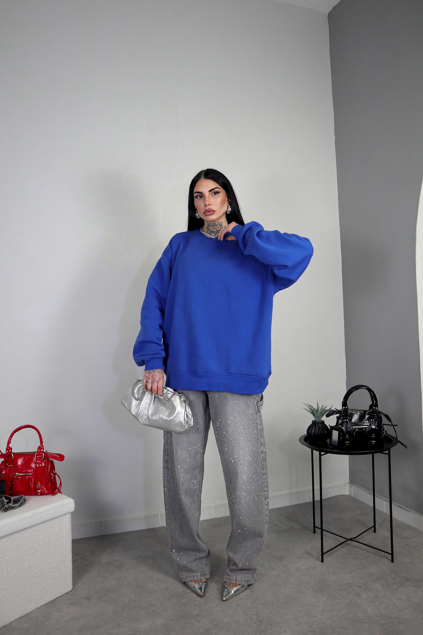 Felpa Unisex Oversize - Blu