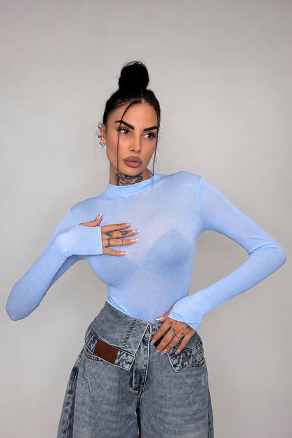 Body Velato Guantino - Celeste