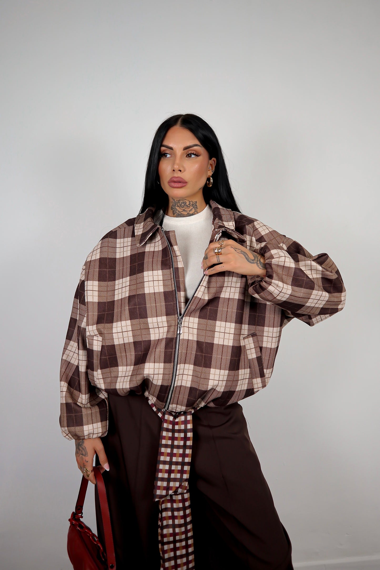 Bomber Tartan - Marrone