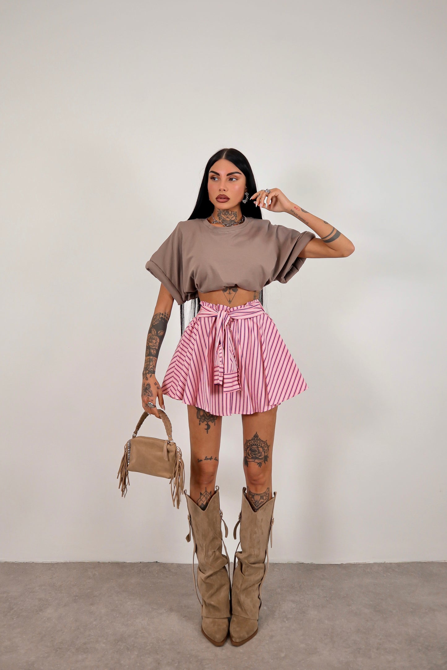 Panta gonna righe Cassidy - Rosa