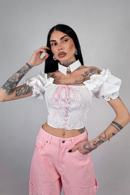 Crop Top Bambolina - Bianco