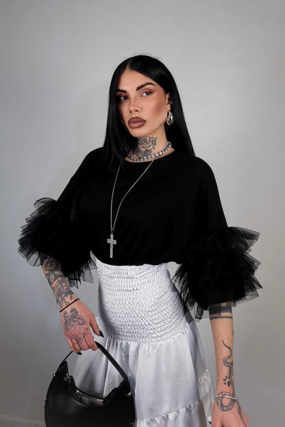 T-Shirt Oversize Fluffy - Nero