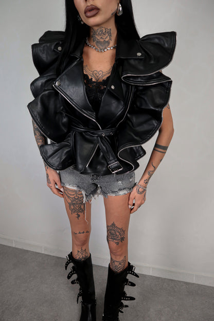 Gilet ecopelle Butterfly - Nero