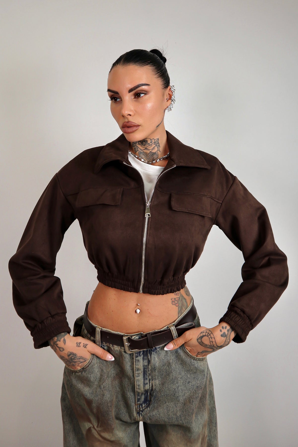 Bomber scamosciato Zahra - Marrone
