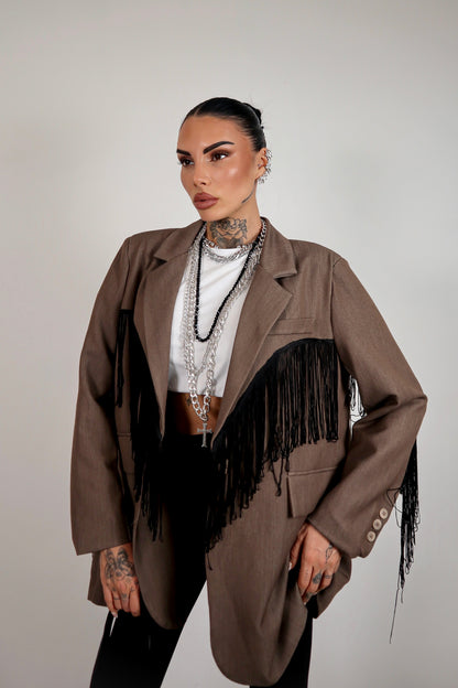 Blazer over Frange - Marrone