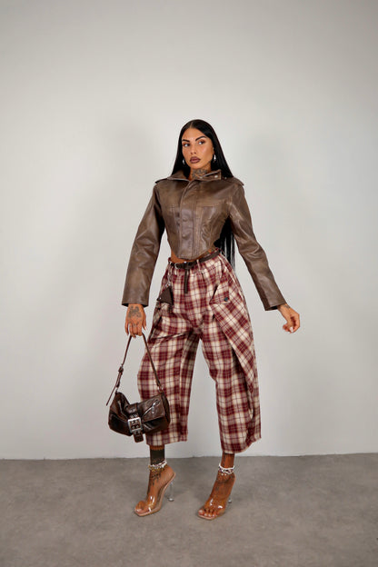Pantalone tartan Harry - Bordeaux