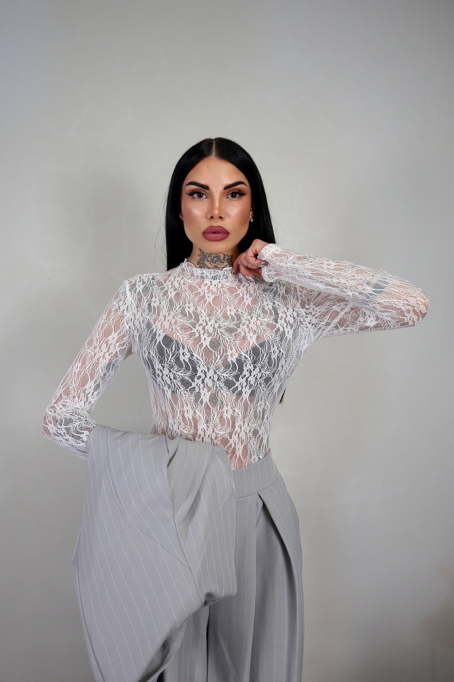 Body in pizzo Romantic - Bianco