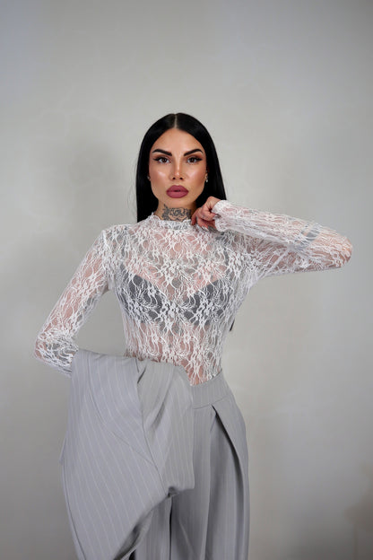 Body in pizzo Romantic - Bianco