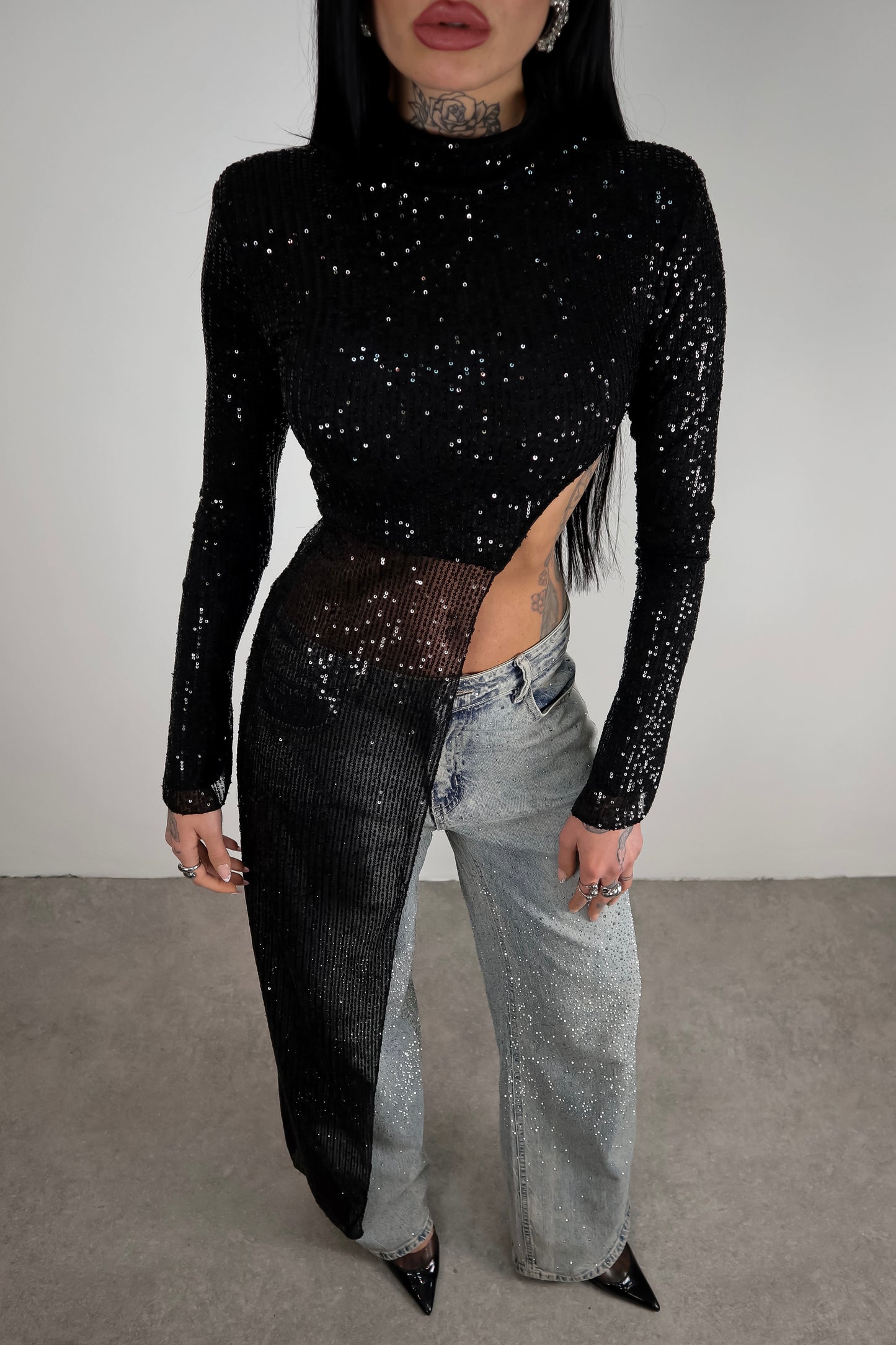 Maglia Paillettes Wow - Nero