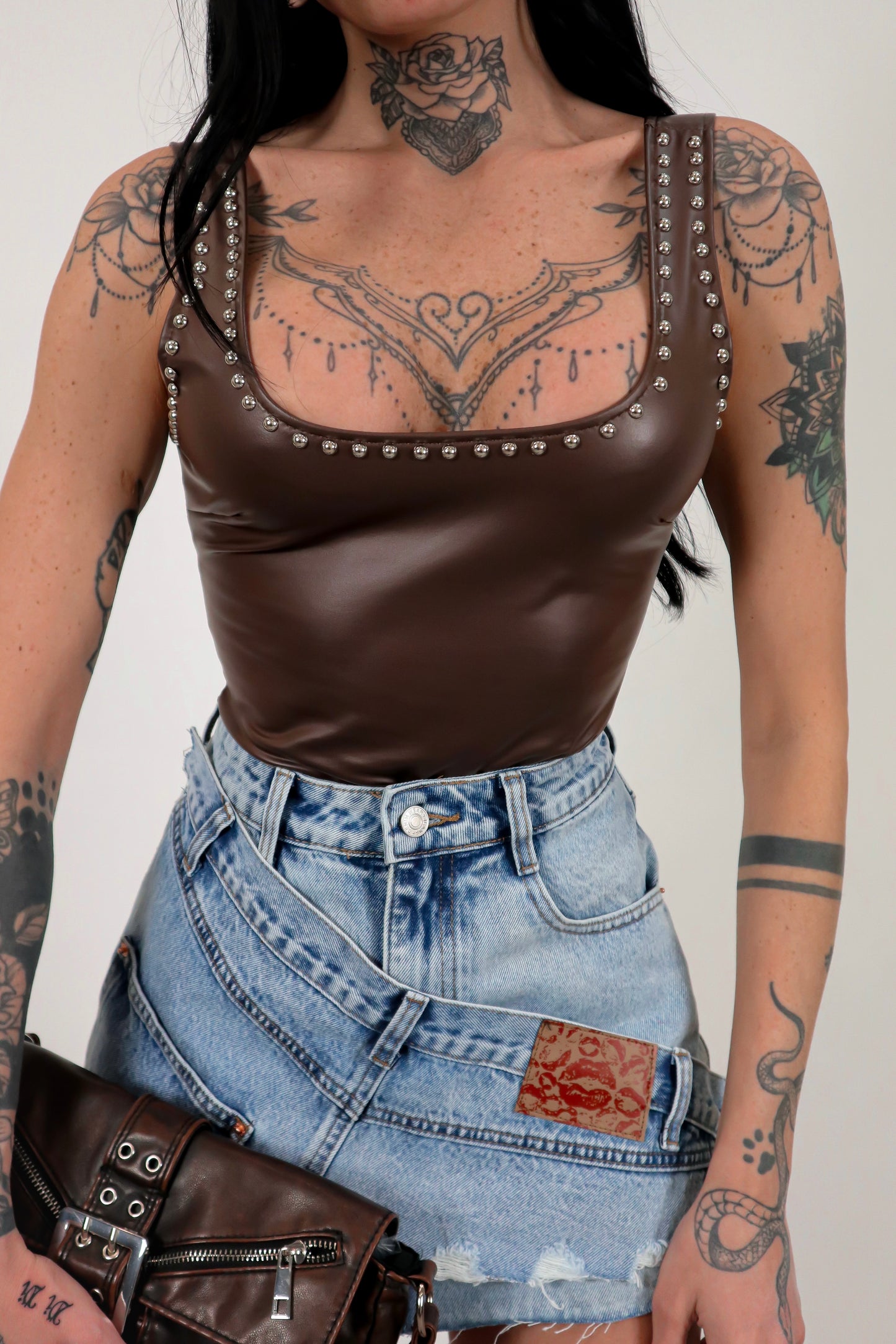 Body ecopelle Anais - Marrone