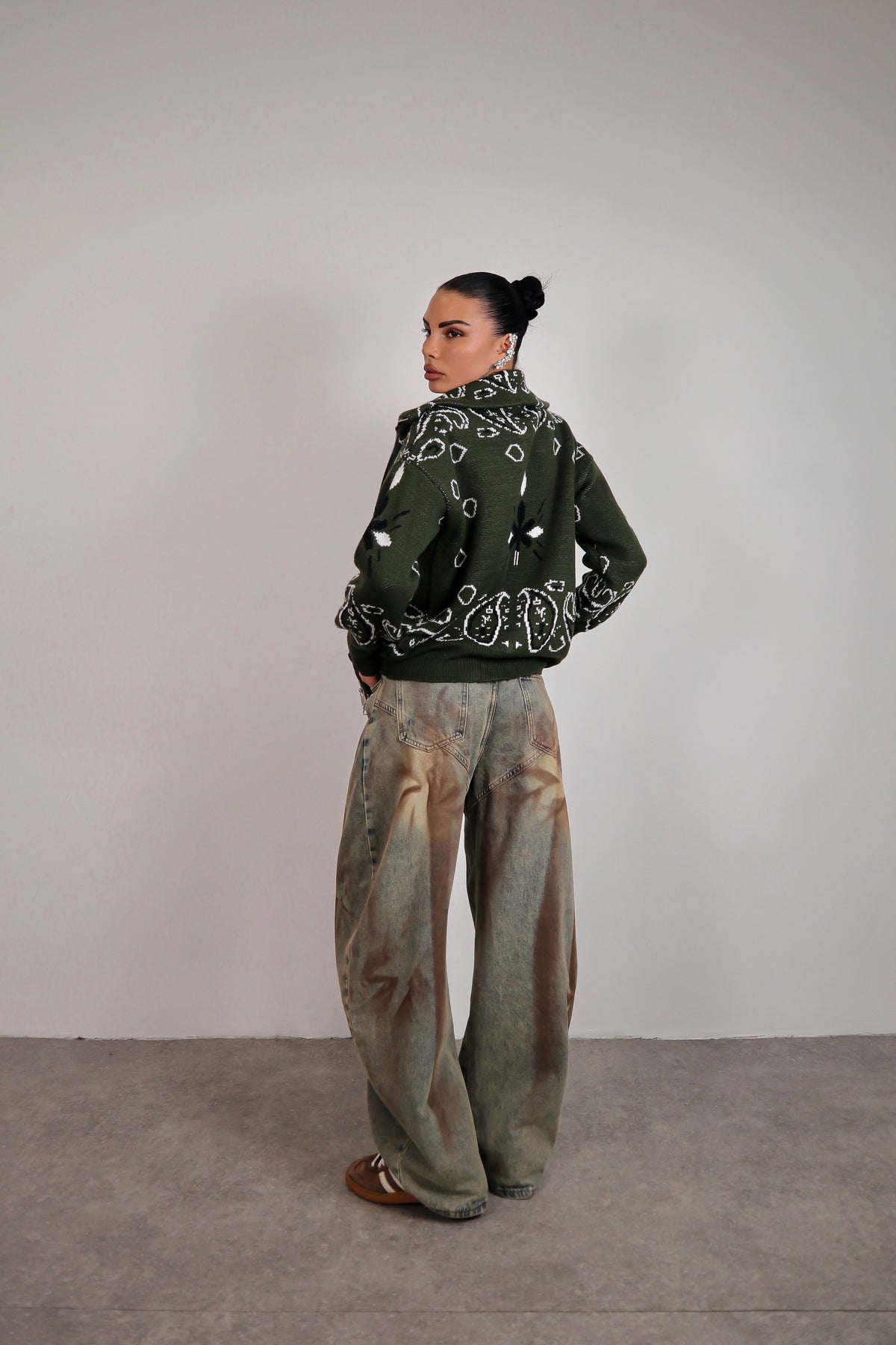 Cardigan Bandana - Verde militare