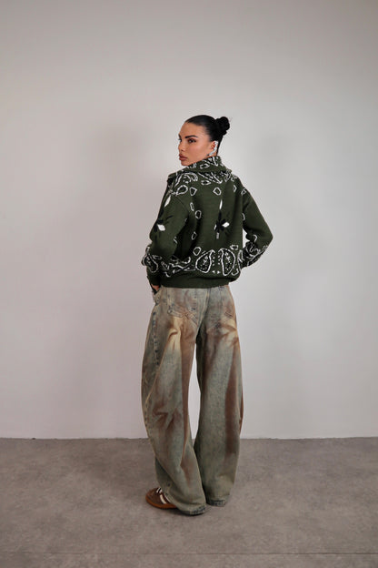 Cardigan Bandana - Verde militare