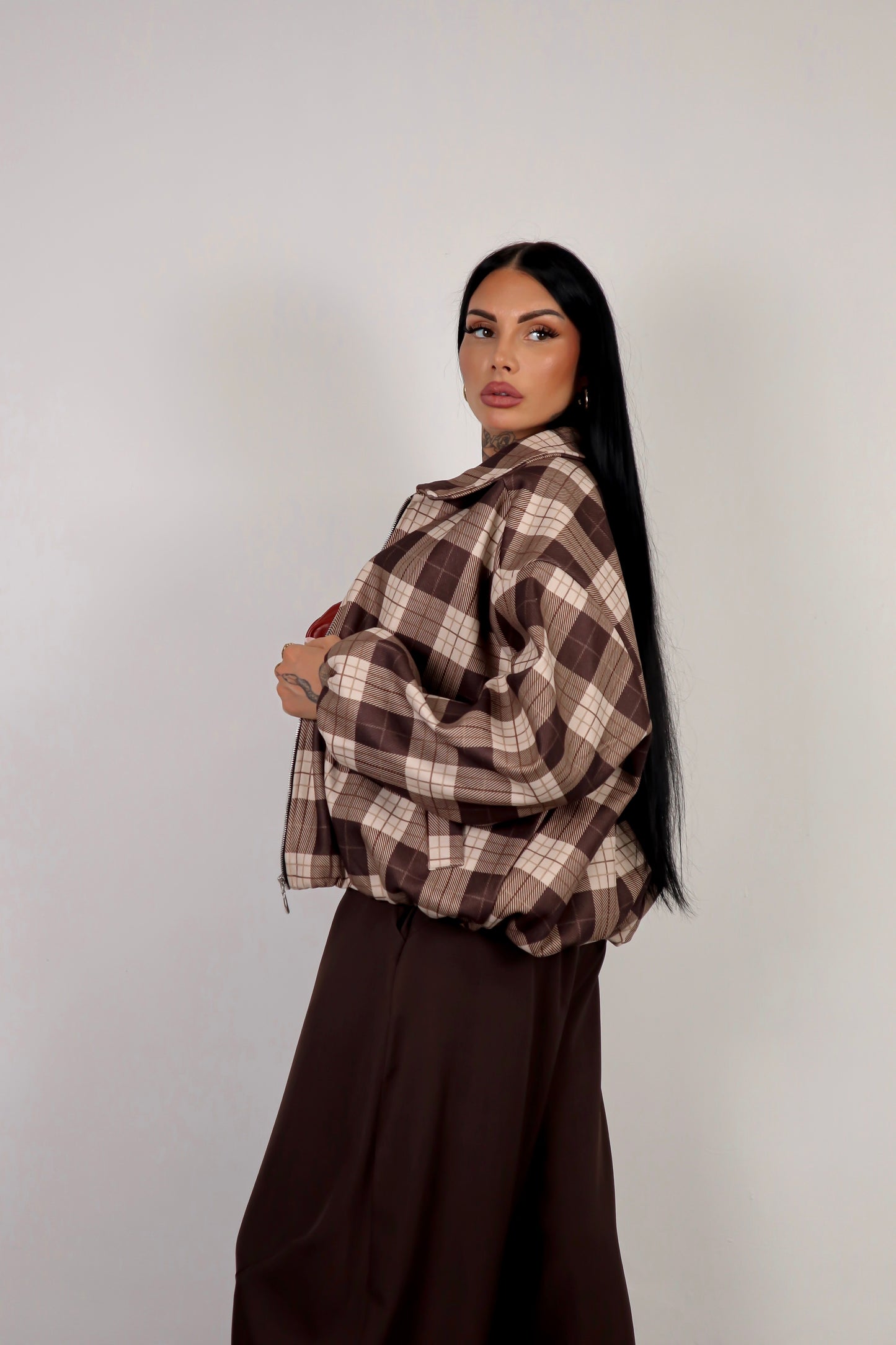 Bomber Tartan - Marrone