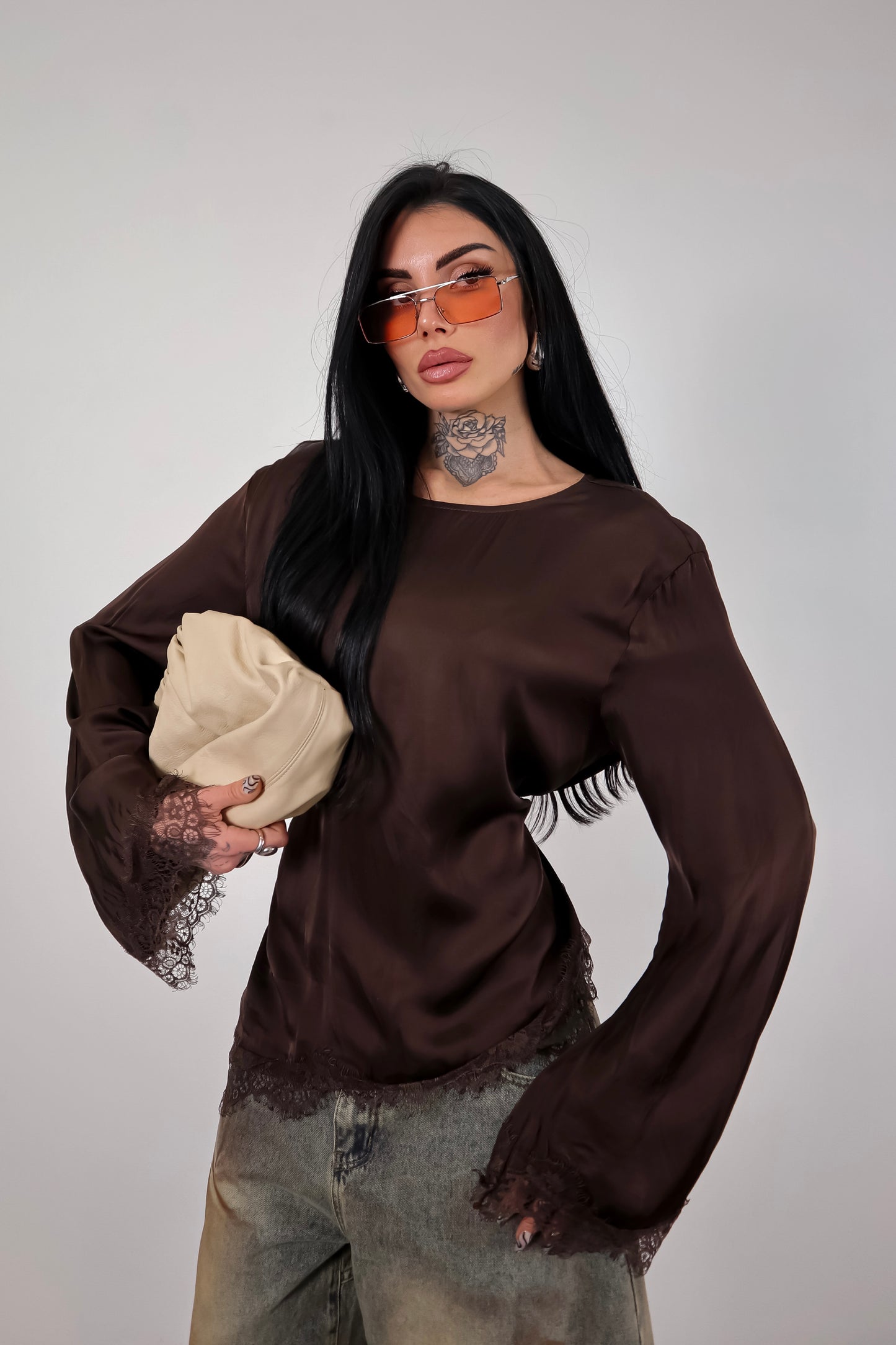 Maglia long sleeve Elegant - Marrone