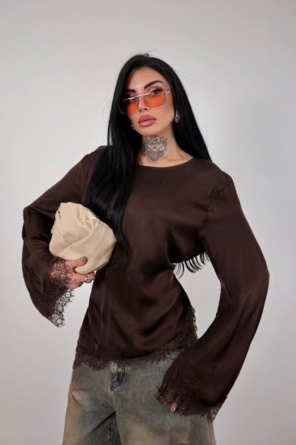 Maglia long sleeve Elegant - Marrone