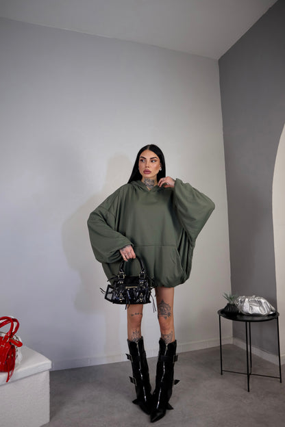Abito Felpa Overall - Verde Militare