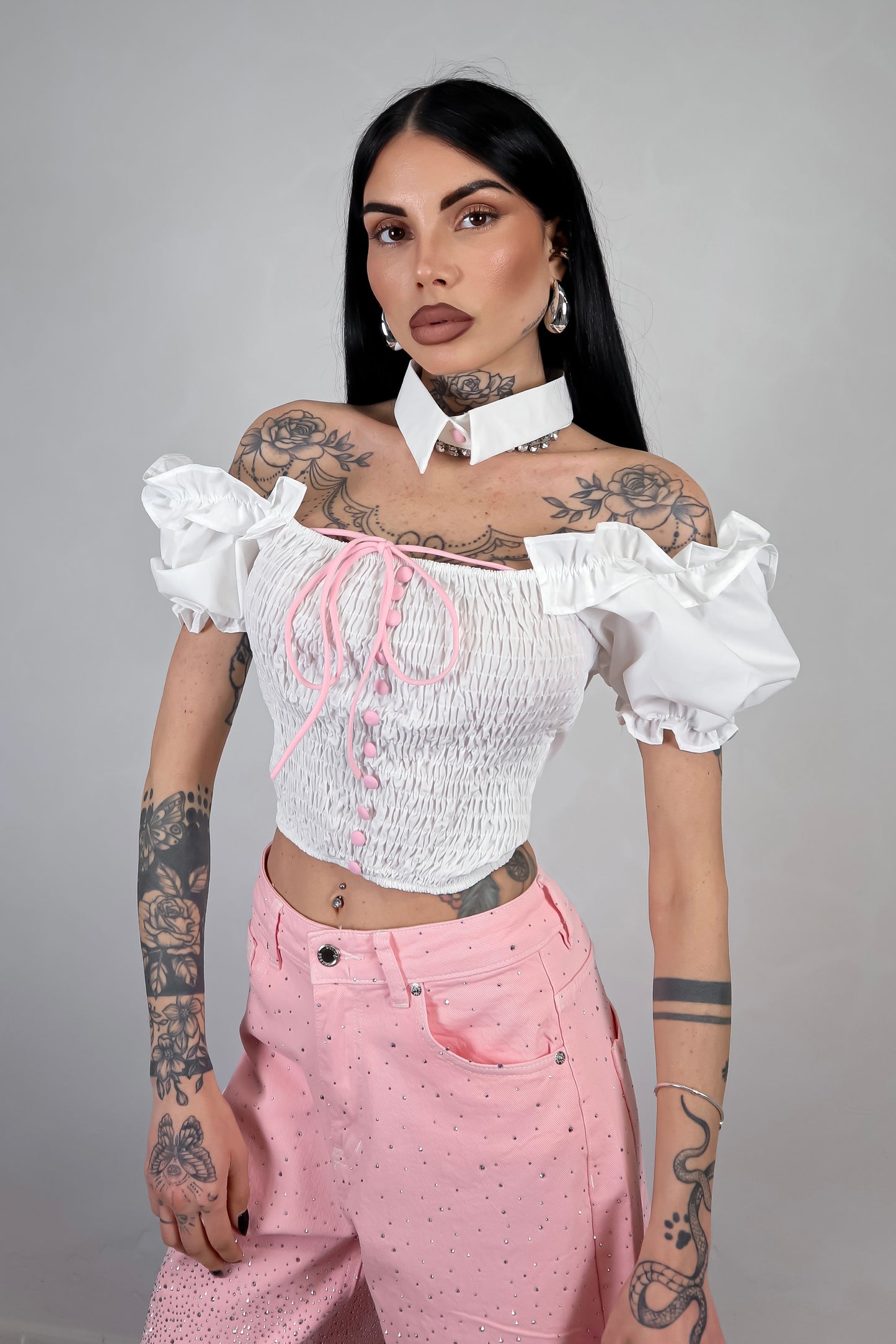 Crop Top Bambolina - Bianco