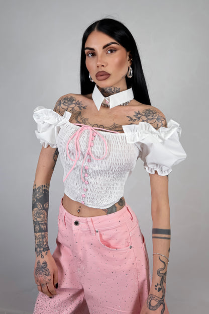 Crop Top Bambolina - Bianco