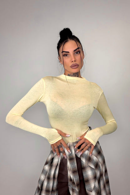 Body Velato Guantino - Giallo