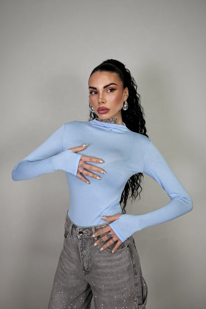 Body Velato Guantino - Celeste