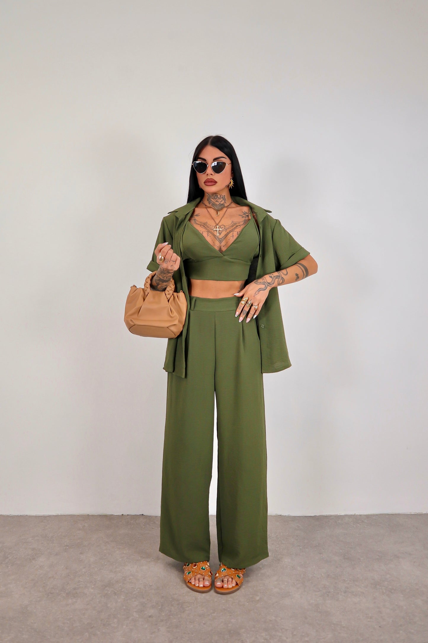 Completo tris Amanda - Verde militare
