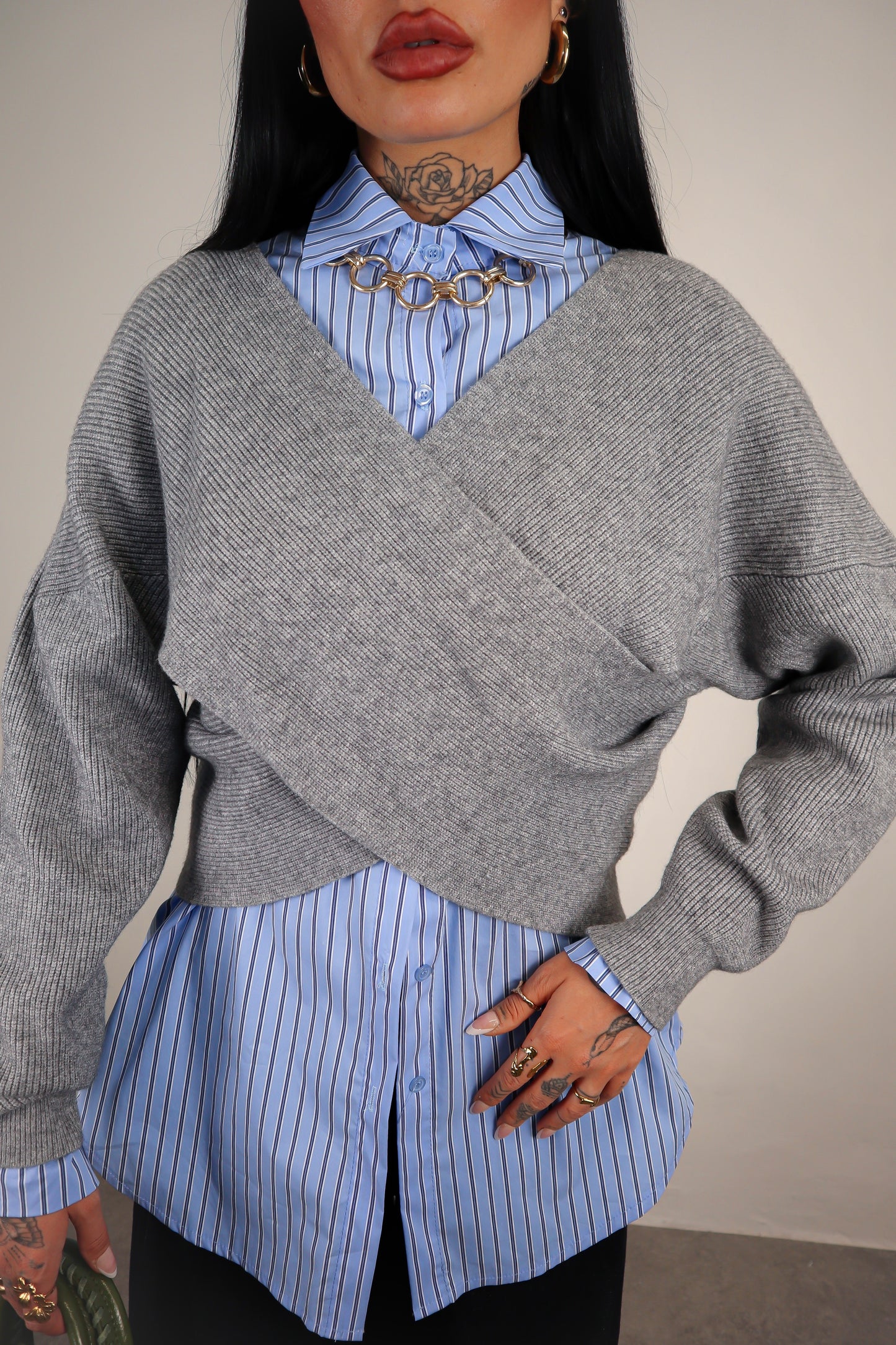 Maglione Incrocio - Grigio