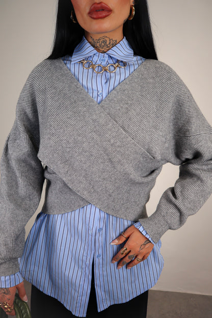 Maglione Incrocio - Grigio